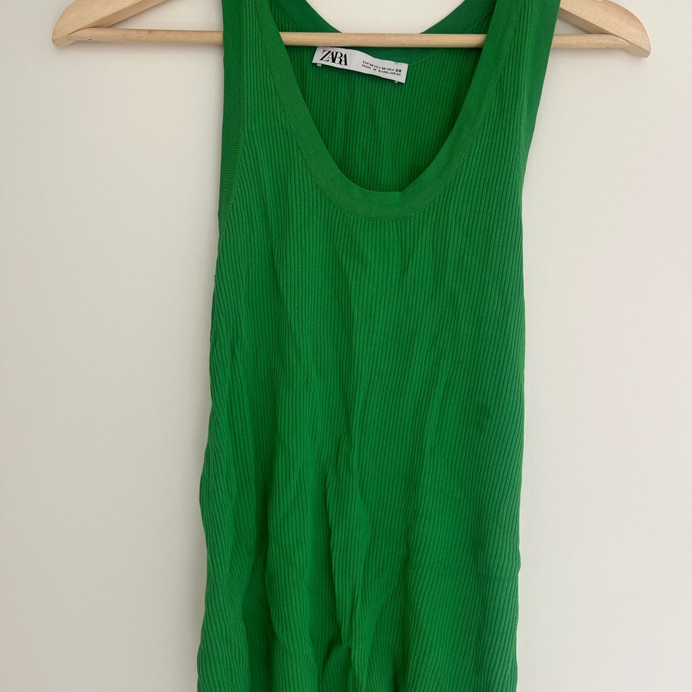 Zara Green Ribbed Tank Top